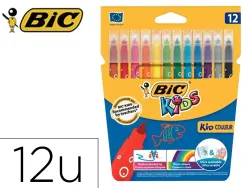 Lot bic kids couleur 12 pochettes de 12 feutres pointe moyenne dont 2 gratuites coloris assortis