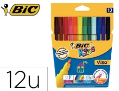Lot bic kids visa 880 25 pochettes de 12 feutres pointe fine dont 5 gratuites coloris vifs assortis