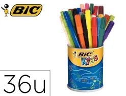 Lot bic kids visa 880 6 pots de 36 feutres pointe fine dont 1 gratuit coloris assortis