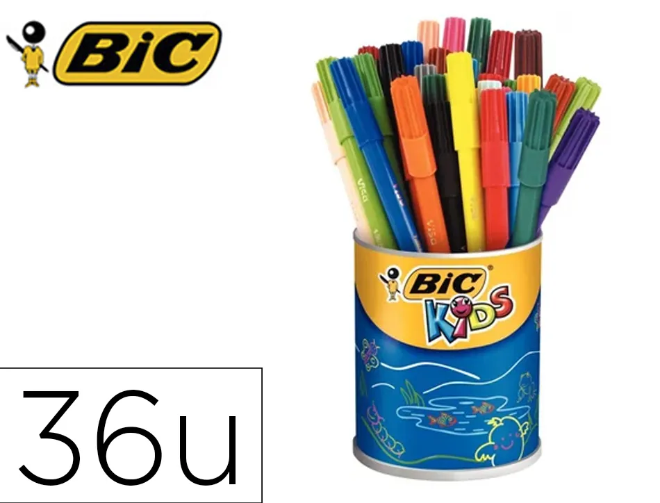 Lot bic kids visa 880 6 pots de 36 feutres pointe fine dont 1 gratuit coloris assortis