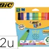 Lot bic visacolor xl 12 pochettes de 12 feutres pointe large dont 2 gratuites coloris assortis