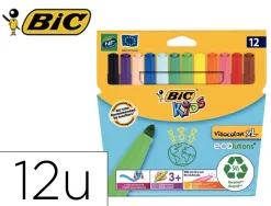 Lot bic visacolor xl 12 pochettes de 12 feutres pointe large dont 2 gratuites coloris assortis