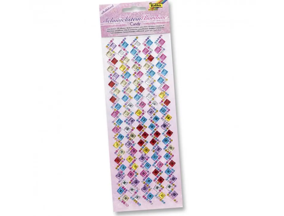 Lot bordures strass folia adhesive 25 cm 5 unites coloris et formes assorties