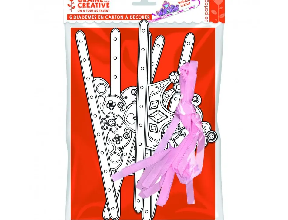 Lot couronnes papier graine creative 6 unites coloris noires et blanches