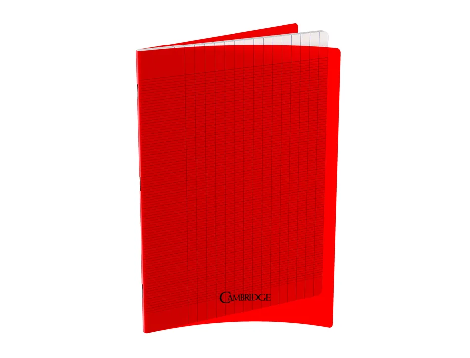 Lot de 10 cahiers cambridge polypro rouge indechirable et lavable papier velin extra 24x32 cm piqure 80g seyes 80g