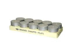 Lot de bougies chauffe-plat culture club avec socle metal 10 unites