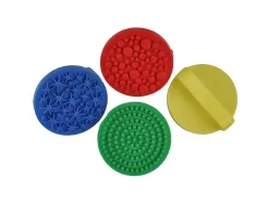 Lot de tampons a main fantaisie caoutchouc souple 4 modeles assortis