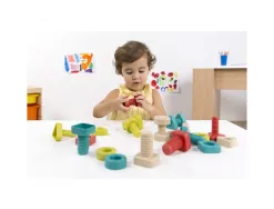Lot de vis et boulons eco conãus miniland fibre plastique et bois 100% recycleble 24 pieces et 4