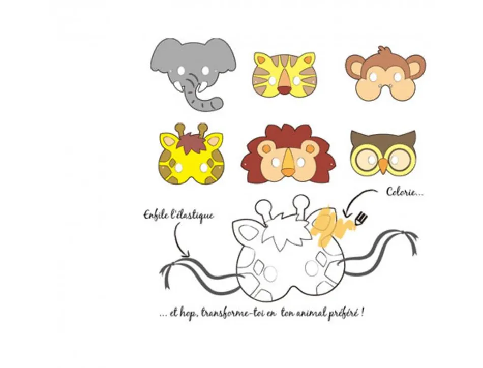 Lot masques animaux graine creative carton 6 unites assortis