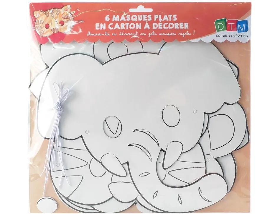 Lot masques animaux graine creative carton 6 unites assortis