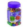 Lot maxi 100 perles plastique miniland 10 lacets 12 fiches 5 formes et coloris assortis