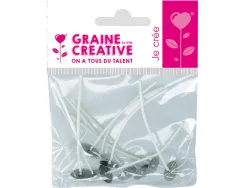 Lot meches sur pied graine creative pour bougies 8 unites 10cm