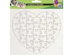 Lot mini puzzles graine creative a decorer de 40 pieces forme cîur carton 16x16cm 10 unites
