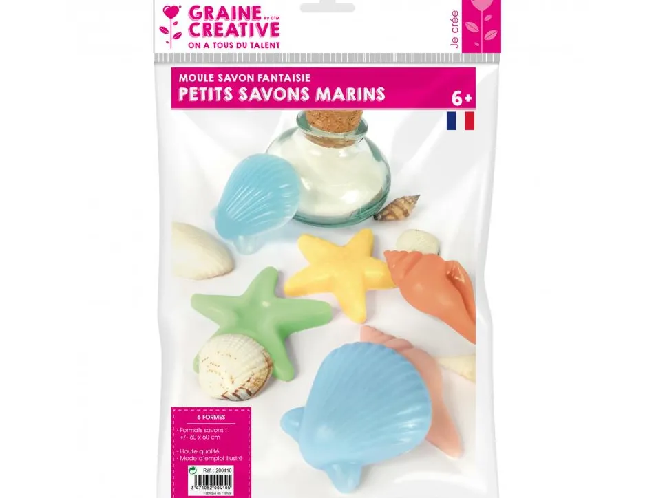Lot moules fantaisies pour petits savons graine creative 6 formes marines assorties