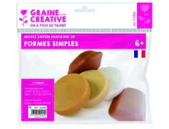 Lot moules savons simples formes graine creative 6x6 cm 2 formes rondes et carrees