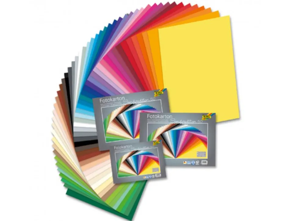 Lot papier dessin couleur a grain folia 50x70cm 150g 55 feuilles coloris assortis