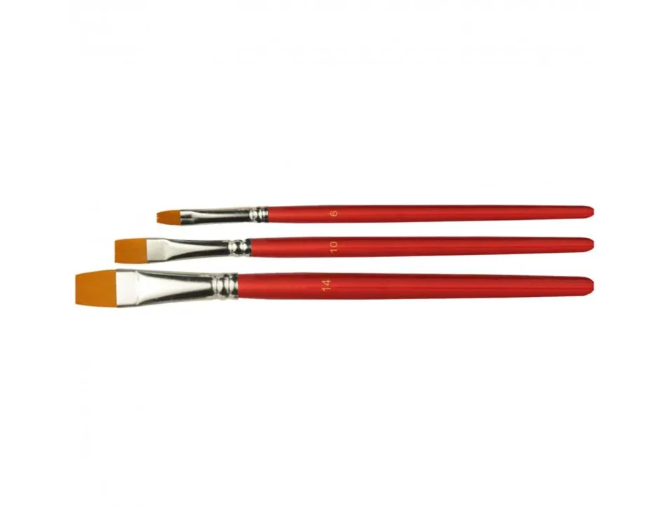 Lot pinceaux maier n 6 10 et 14 manches rouge 3 unites