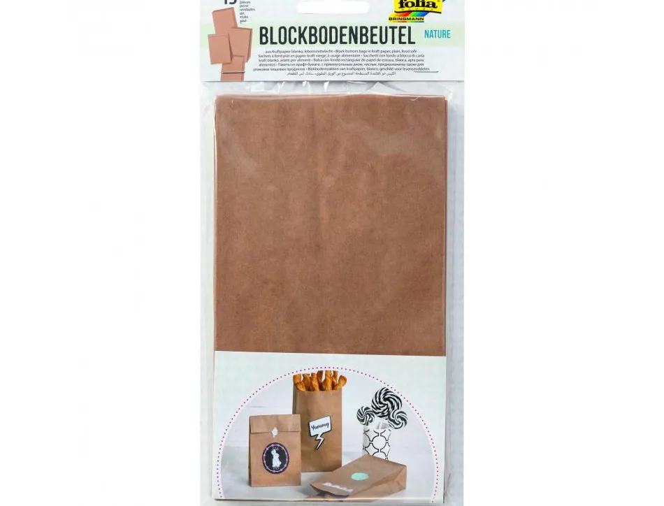 Lot sacs papier kraft folia 12x21cm 15 unites coloris brun