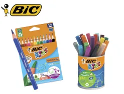 Lot scolaire bic kids special maternelle 12 etuis 12 crayonscouleur evolution + 5 pots 18 feutres visacolor xl 17 kits