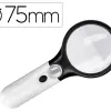 Loupe électrique q-connect lentille verre ronde 75mm diamètre monture abs grossissement par 3 3 ampoules led