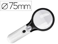 Loupe électrique q-connect lentille verre ronde 75mm diamètre monture abs grossissement par 3 3 ampoules led