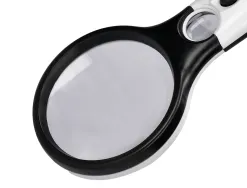 Loupe électrique q-connect lentille verre ronde 75mm diamètre monture abs grossissement par 3 3 ampoules led