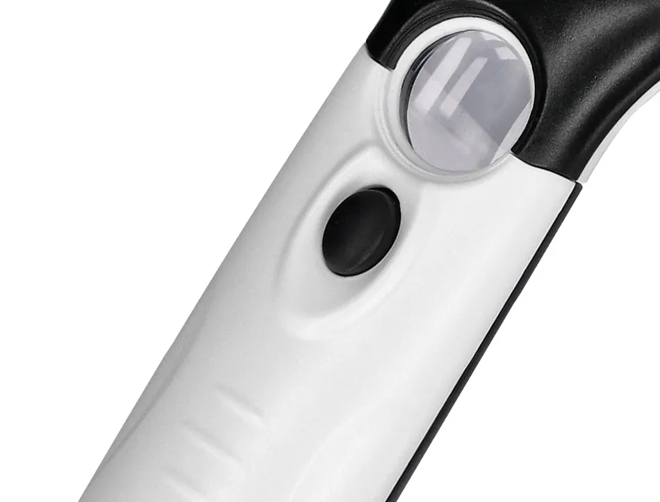 Loupe électrique q-connect lentille verre ronde 75mm diamètre monture abs grossissement par 3 3 ampoules led