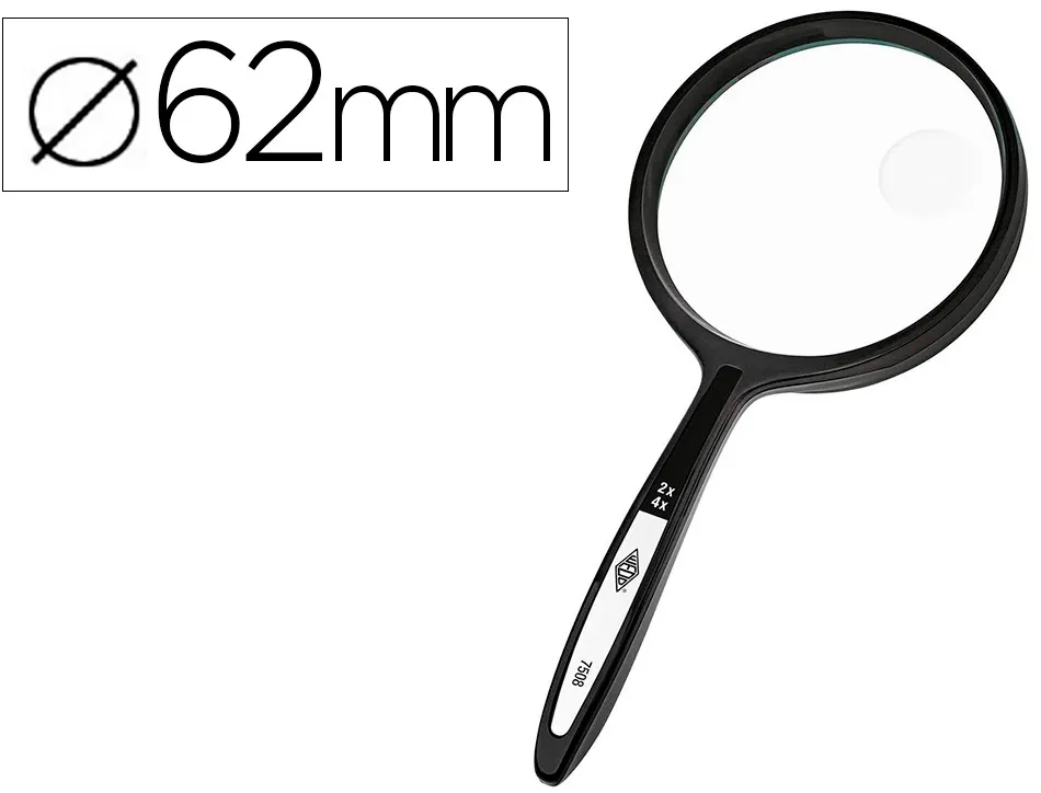 Loupe q-connect bifocale en verre diam. 62mm poignee courbee coloris noir