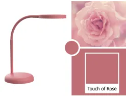 Luminaire bureau led mauljoy hauteur 33,5cm bras 35,8cm tete diametre 11,8cm coloris rose