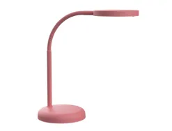 Luminaire bureau led mauljoy hauteur 33,5cm bras 35,8cm tete diametre 11,8cm coloris rose