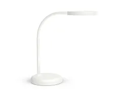 Luminaire bureau led mauljoy hauteur 33,5cm bras 35,8cm tete diametre 11,8cm coloris blanc