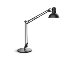 Luminaire bureau maul study sur pince ou socle tete et bras metal hauteur 44cm bras 35cm tete diam. 17cm coloris noir