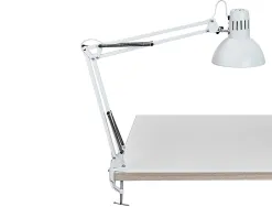 Luminaire bureau maulstudy surpince tete et bras metal hauteur 44cm bras 35cm tete diam. 17cm coloris blanc