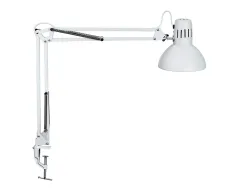 Luminaire bureau maulstudy surpince tete et bras metal hauteur 44cm bras 35cm tete diam. 17cm coloris blanc