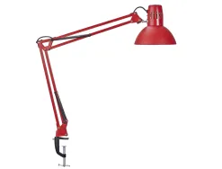Luminaire bureau maulstudy surpince tete et bras metal hauteur 44cm bras 35cm tete diam. 17cm coloris rouge