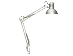 Luminaire bureau maulstudy surpince tete et bras metal hauteur 44cm bras 35cm tete diam. 17cm coloris gris