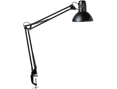 Luminaire bureau maulstudy surpince tete et bras metal hauteur 44cm bras 35cm tete diam. 17cm coloris noir