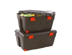 Malle rangement tremblay couvercle declipsable 2 roulettes capacite 110l 85x48x39cm