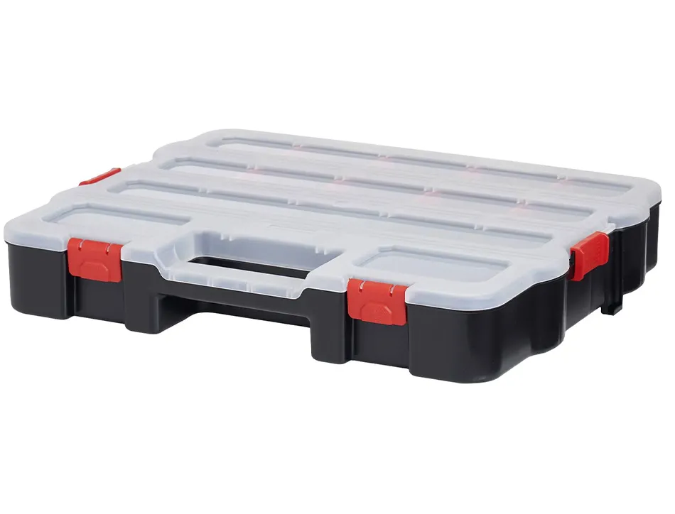 Mallette a outils viso pp couvercle transparent poignee transport 7 compartiments et 8 separateurs amovibles
