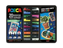 Mallette posca marqueur les essentiels 20 unites coloris assortis