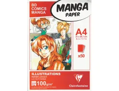 Manga illustrations bloc coll clairefontaine a4 21x29,7cm 100gr 50f
