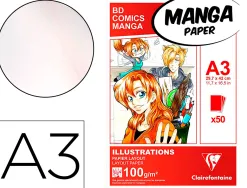 Manga illustrations bloc coll clairefontaine a3 29,7x42cm 100gr 50f
