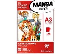Manga illustrations bloc coll clairefontaine a3 29,7x42cm 100gr 50f