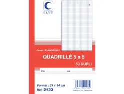 Manifold autocopiant elve 140x210mm quadrillé 5x5 foliotage 50 duplis