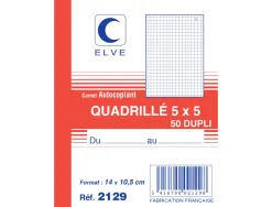 Manifold autocopiant elve 105x148mm quadrillé 5x5 foliotage 50 duplis