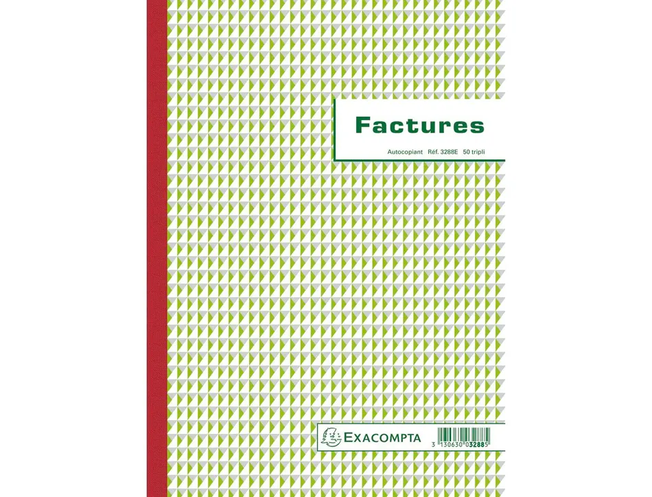 Manifold autocopiant exacompta factures tva a4 210x297mm foliotage 50 triplis