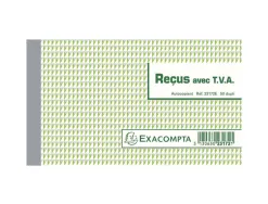 Manifold autocopiant exacompta reçus tva 180x105mm foliotage 50 duplis