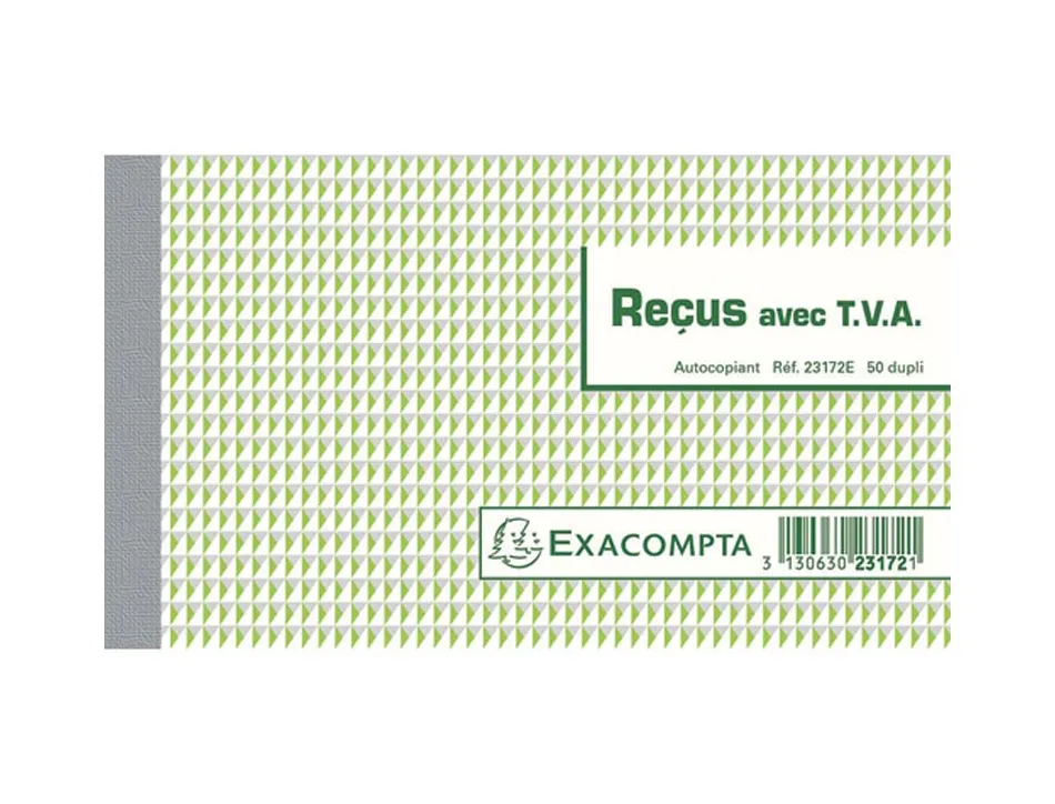 Manifold autocopiant exacompta reçus tva 180x105mm foliotage 50 duplis