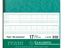 Manifold comptable exacompta piqué tête paresseuse 270x320mm horizontal 31 lignes 80 pages 17 colonnes/2 pages
