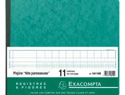Manifold comptable exacompta piqué tête paresseuse 270x320mm horizontal 28 lignes 80 pages 11 colonnes/page